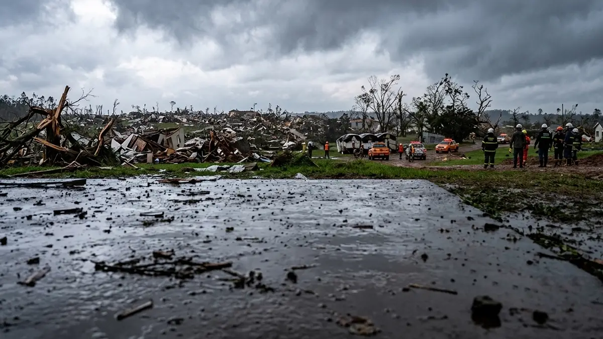 Danos provocados por tornado em Pedro Osório, no Rio Grande do Sul