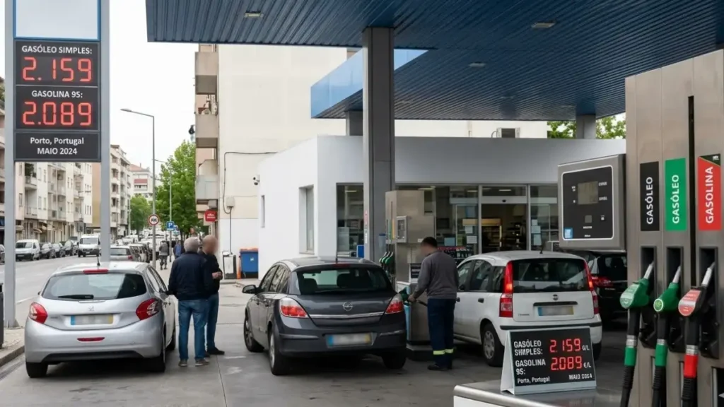 Posto de abastecimento de combustíveis em Portugal durante período de alta dos preços