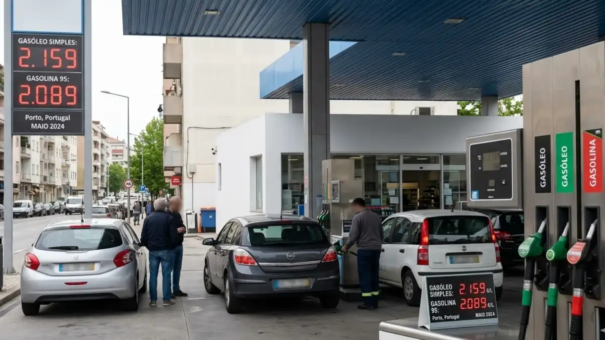 Posto de abastecimento de combustíveis em Portugal durante período de alta dos preços